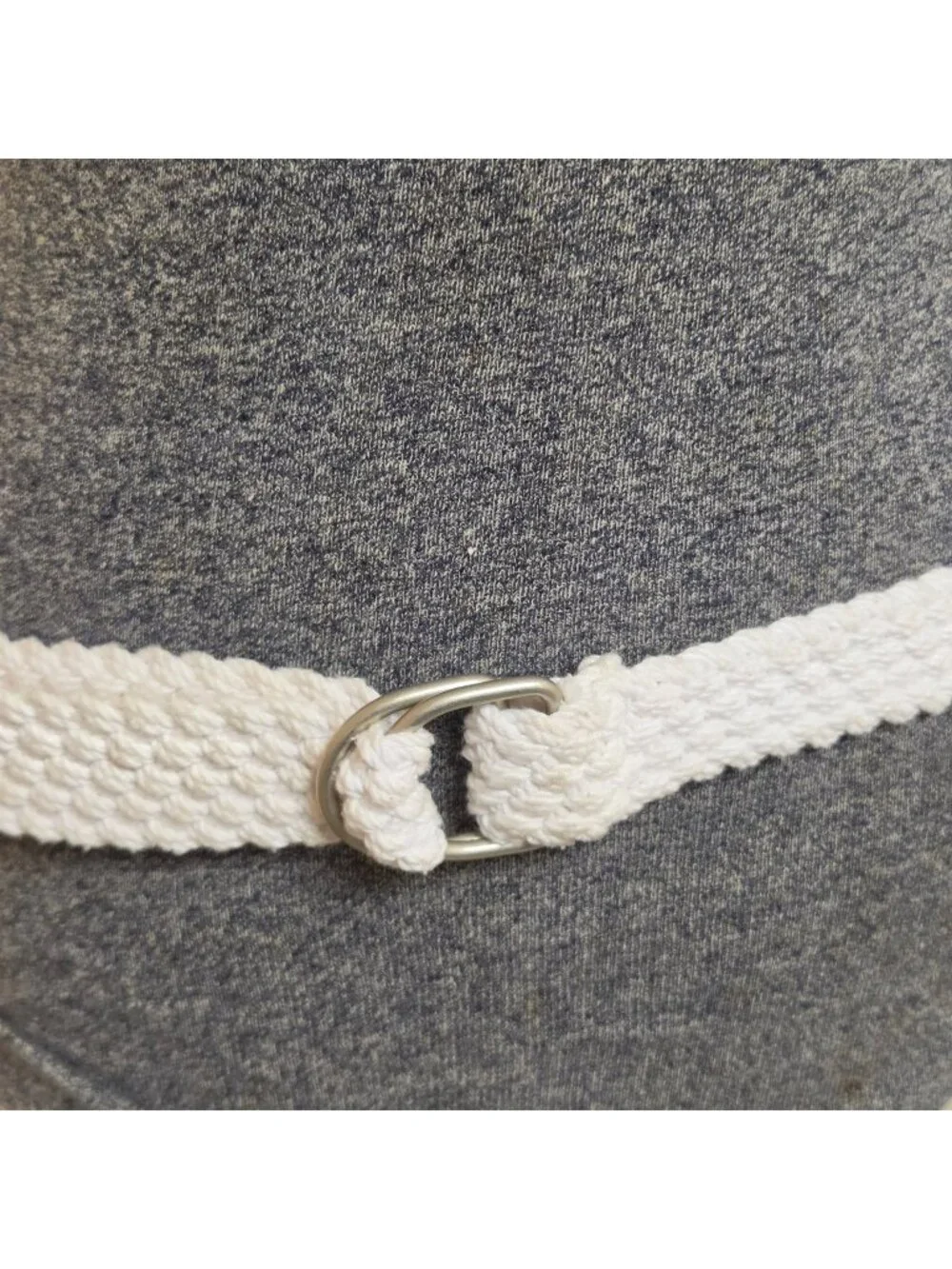 Aeropostale Braided Womens Belt Size S/M White Macrame D Ring Y2K Cotton